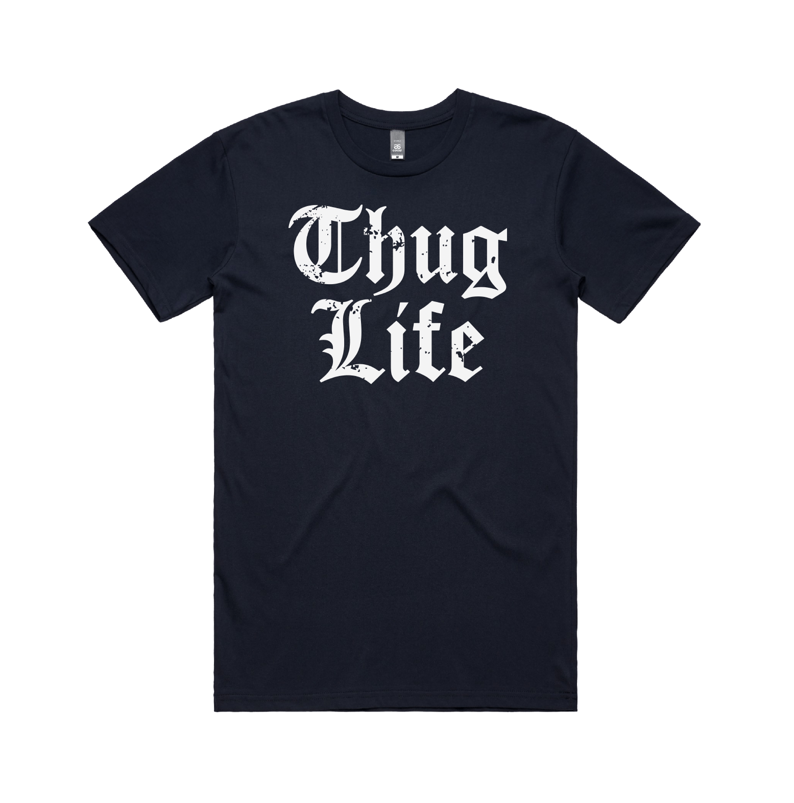 S / Navy / Large Front Design Thug Life 🖕🏾 - Men's T Shirt