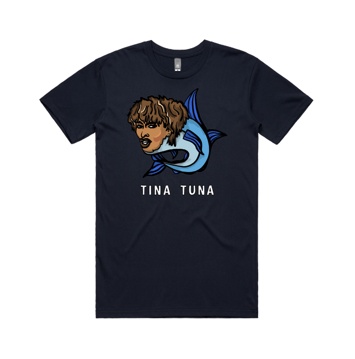 S / Navy / Large Front Design Tina Tuna 🐟 - Men's T Shirt