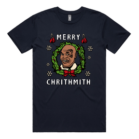 S / Navy / Large Front Design Tyson Christmas 🥊 - Men's T Shirt