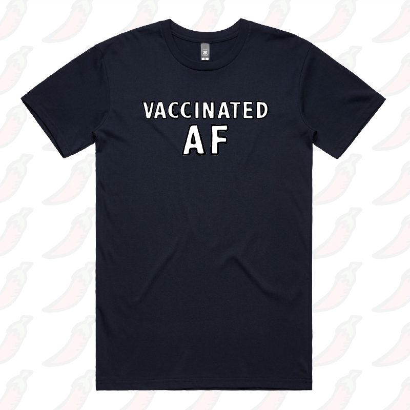 S / Navy / Large Front Design Vaccinated AF 💉 - Men's T Shirt