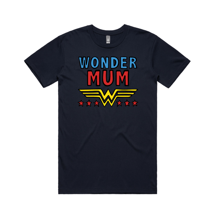S / Navy / Large Front Design Wondermum 🦸‍♀️ - Men's (Unisex) T Shirt