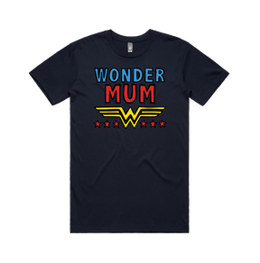 S / Navy / Large Front Design Wondermum 🦸‍♀️ - Men's (Unisex) T Shirt