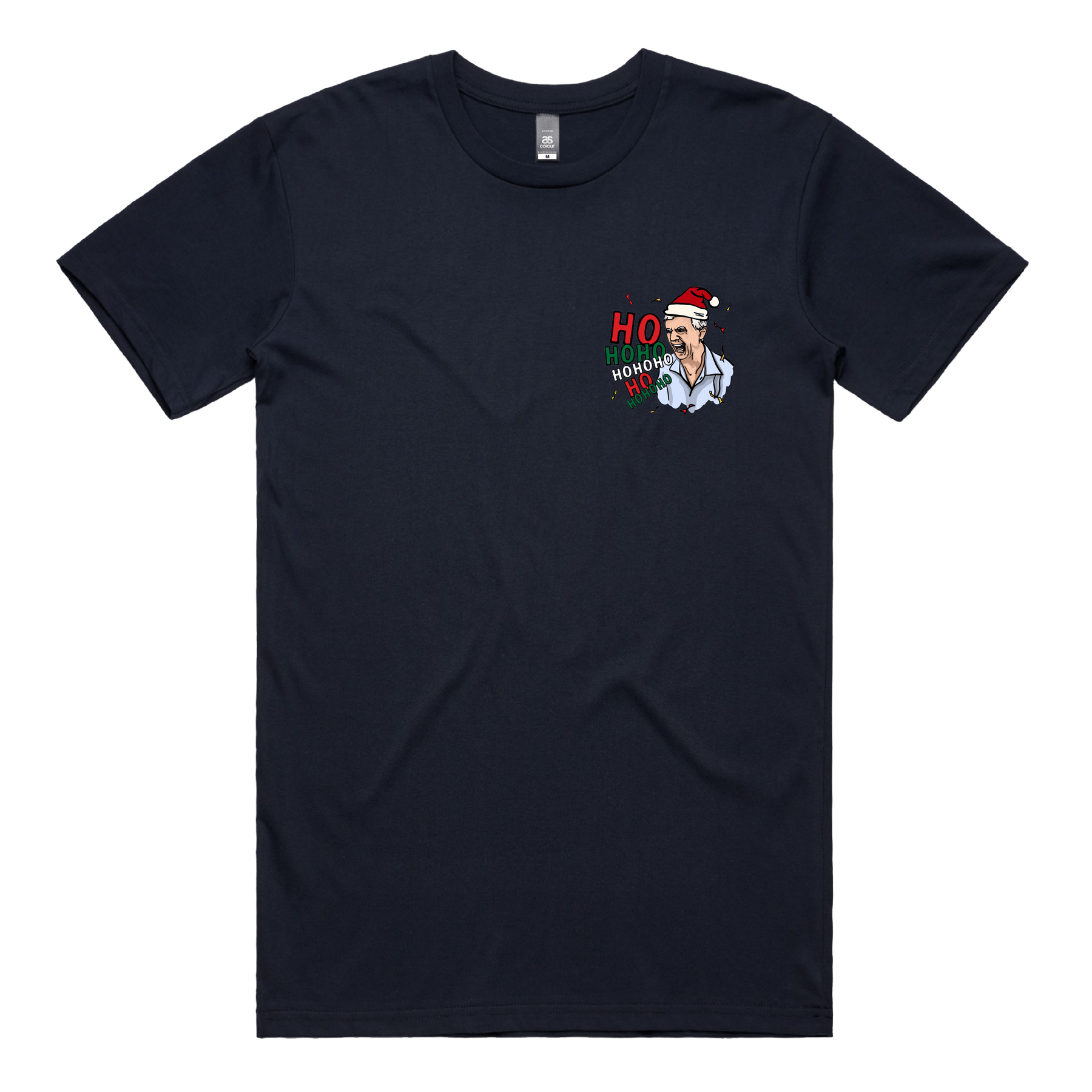 S / Navy / Small Front Design Barking Dog Man Christmas 🗣️🎄 - Men's T Shirt