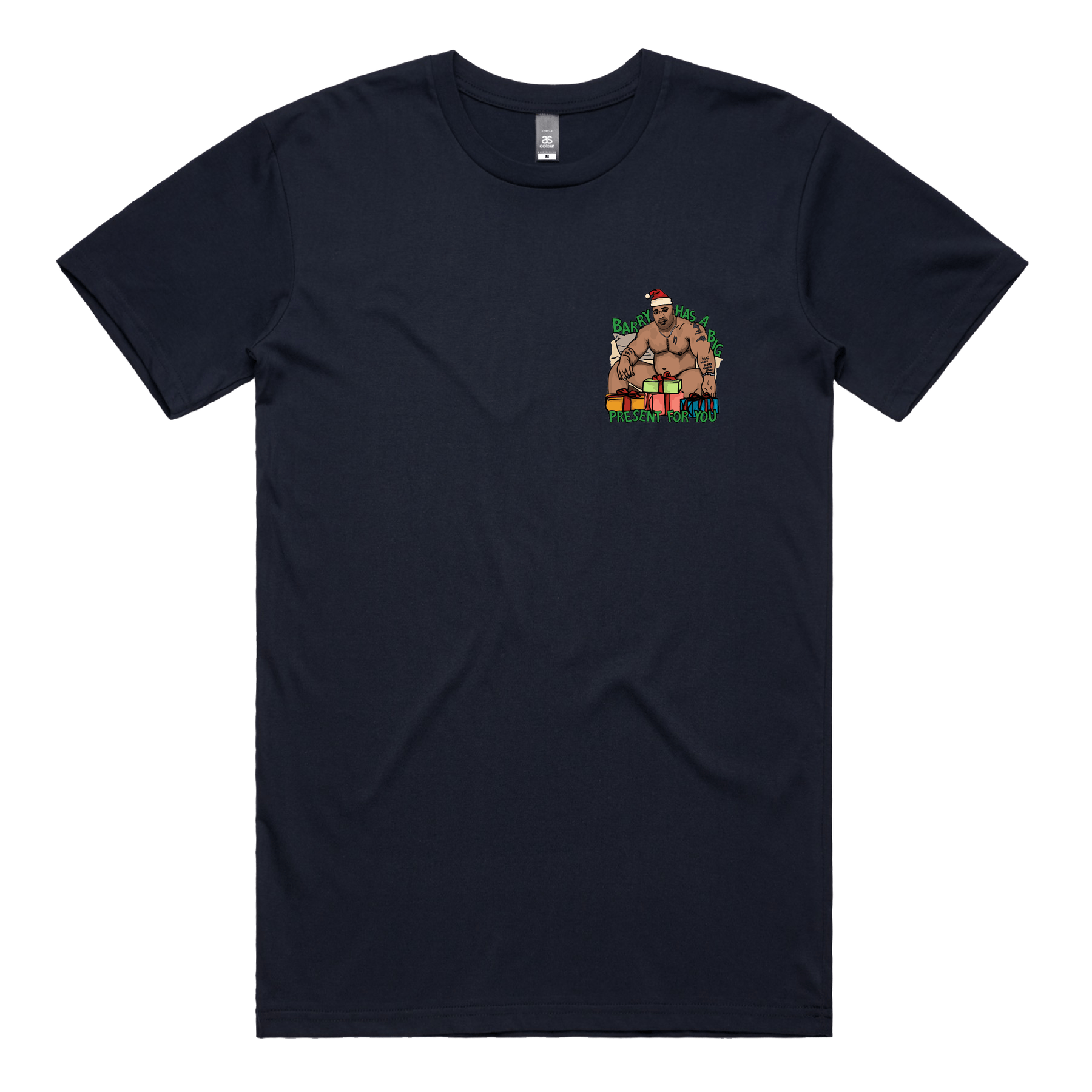 S / Navy / Small Front Design Big Barry Christmas 🍆🎄 - Men's T Shirt