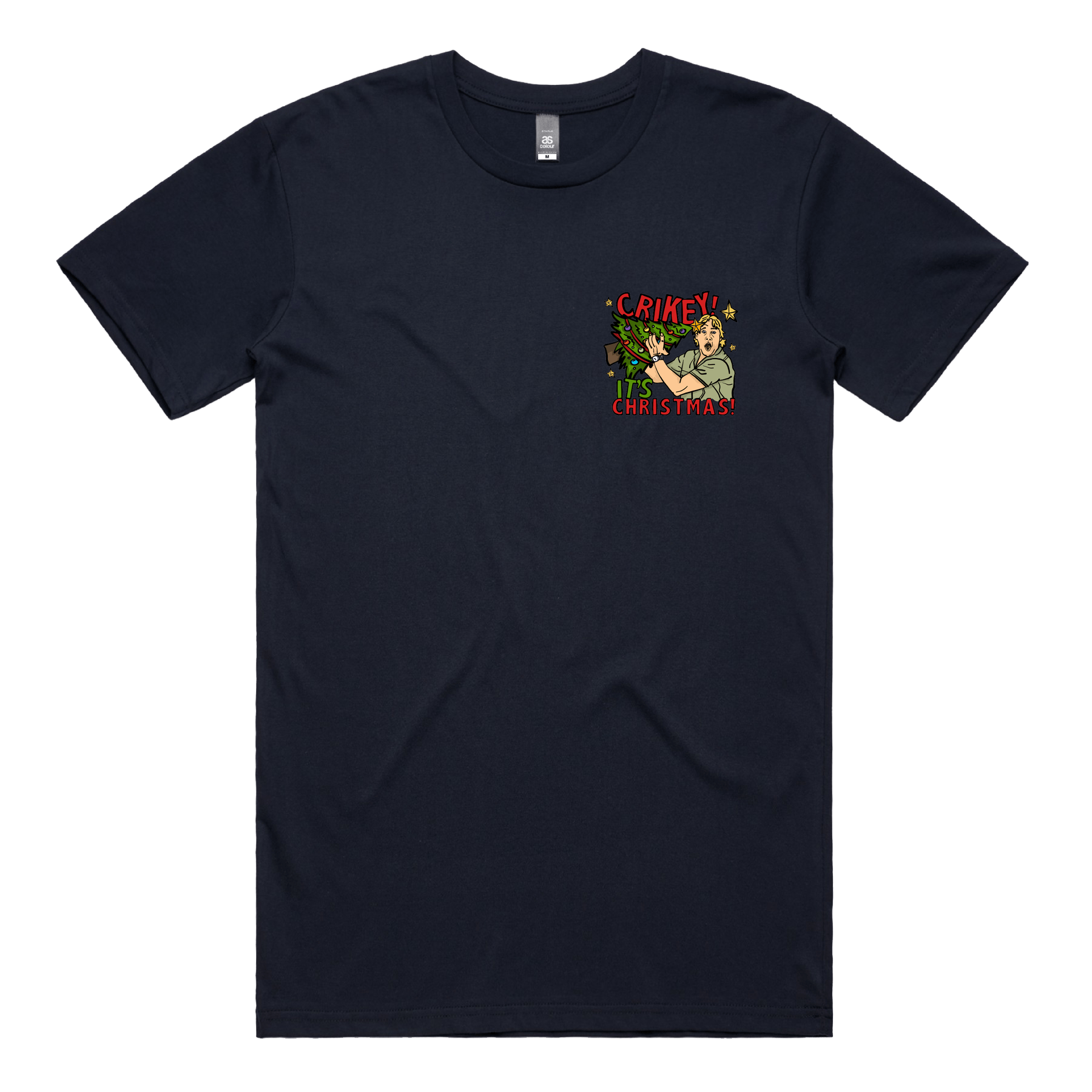 S / Navy / Small Front Design Crikey It’s Christmas 🐊🎄 - Men's T Shirt