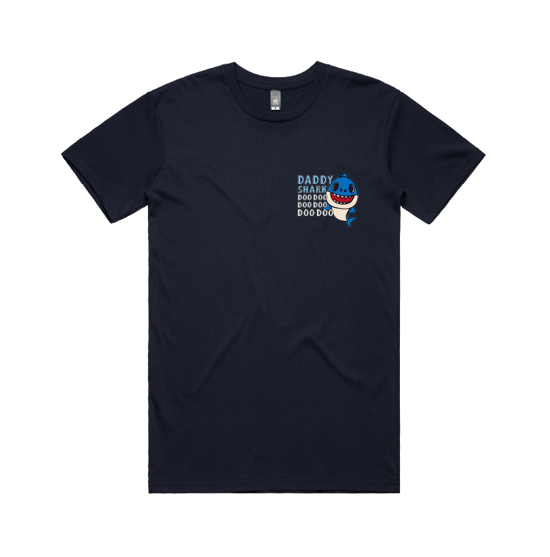 S / Navy / Small Front Design Daddy Shark 🦈 - Men's T Shirt