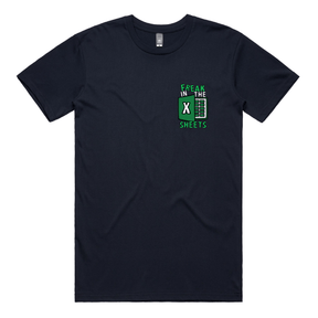 S / Navy / Small Front Design Freak in the Sheets 📈🛌- Men's T Shirt