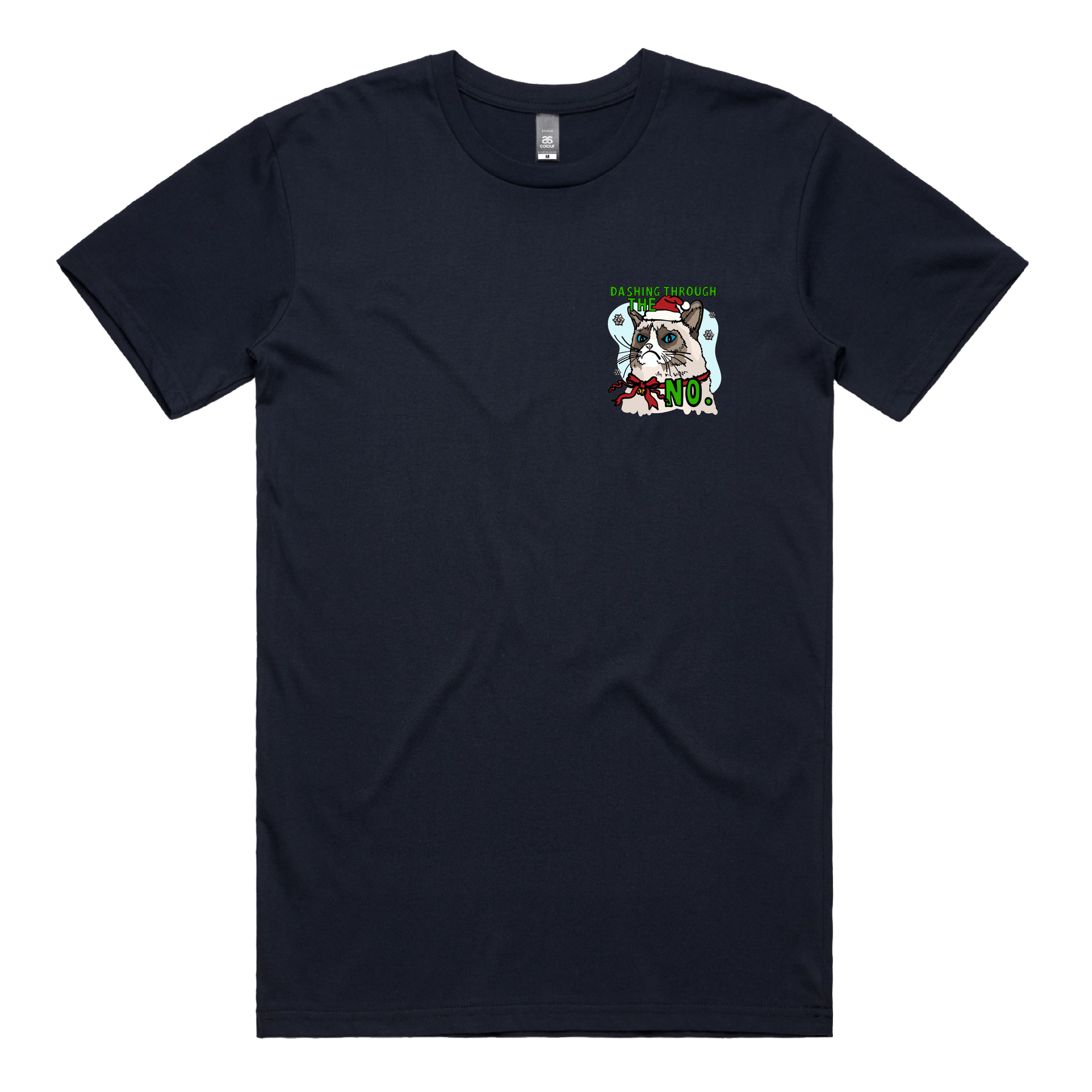 S / Navy / Small Front Design Grumpy Cat Christmas 😾🎄 - Men's T Shirt