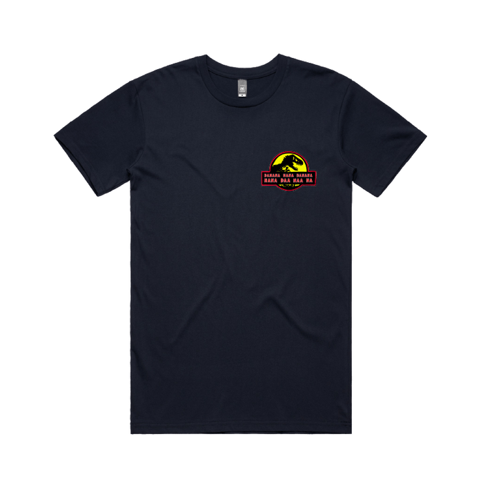 S / Navy / Small Front Design Jurassic Park Theme 🦕 - Men's T Shirt