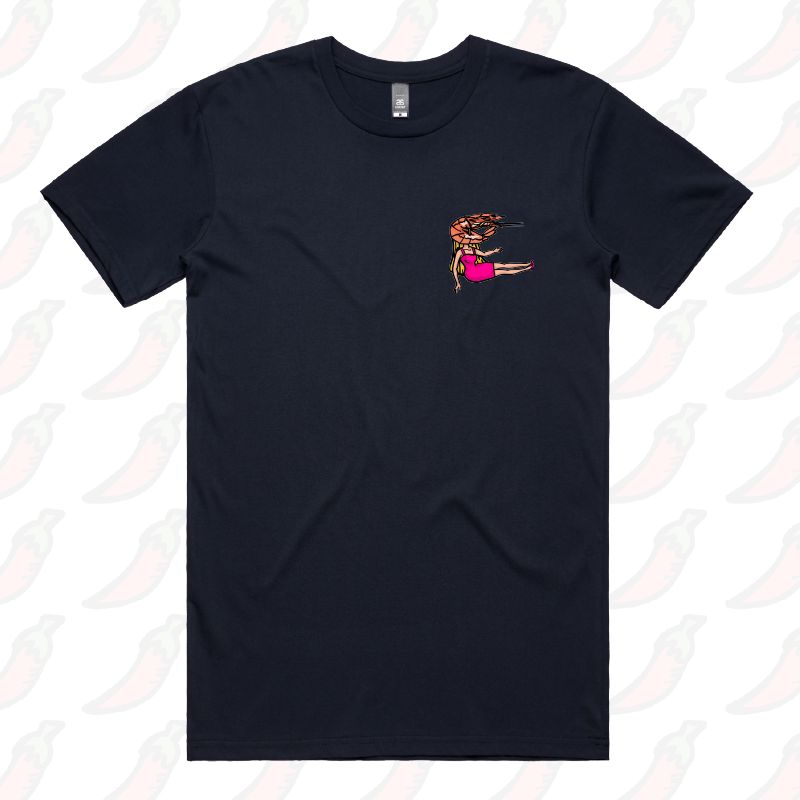 S / Navy / Small Front Design Shrimp on a Barbie 👜 - Men's T Shirt