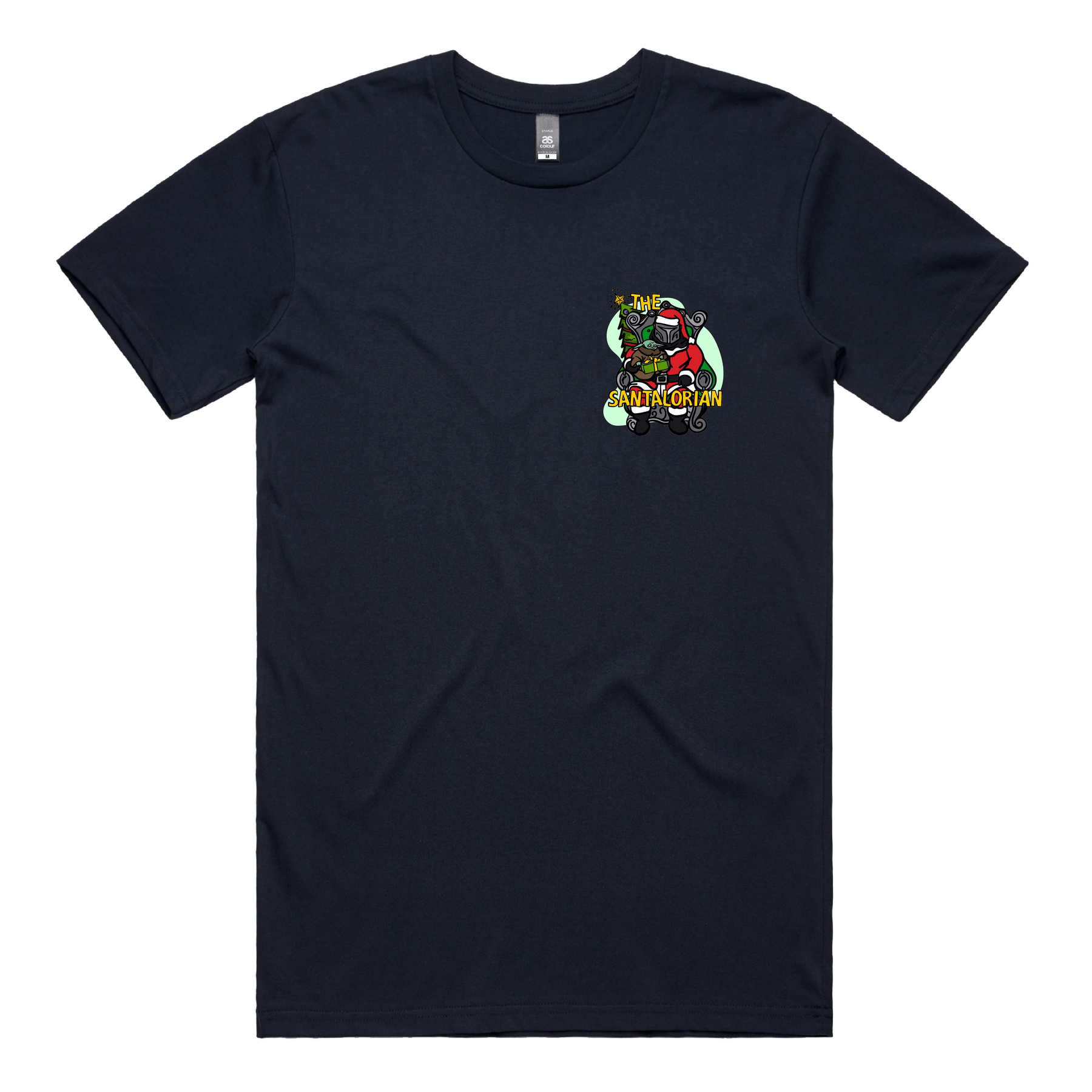 S / Navy / Small Front Design The Santalorian 👽🎅 - Men's T Shirt