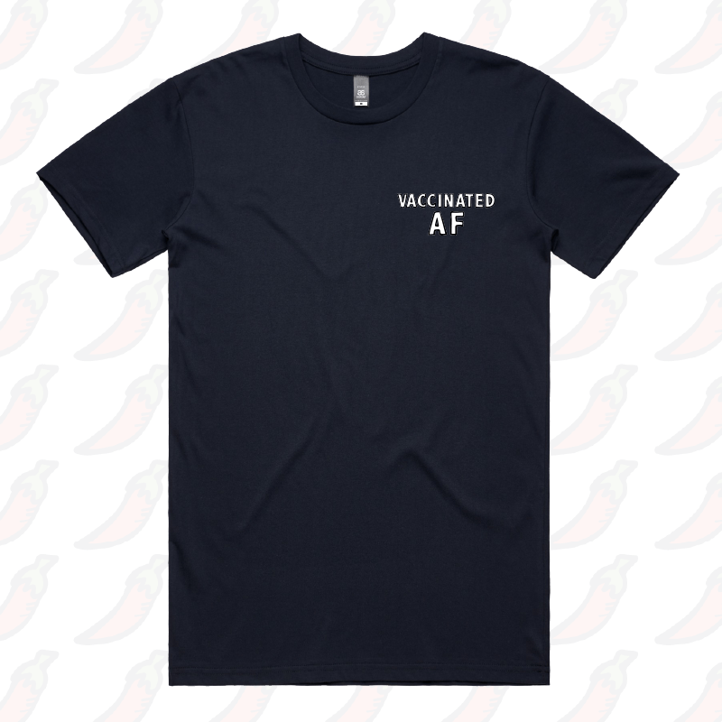 S / Navy / Small Front Design Vaccinated AF 💉 - Men's T Shirt