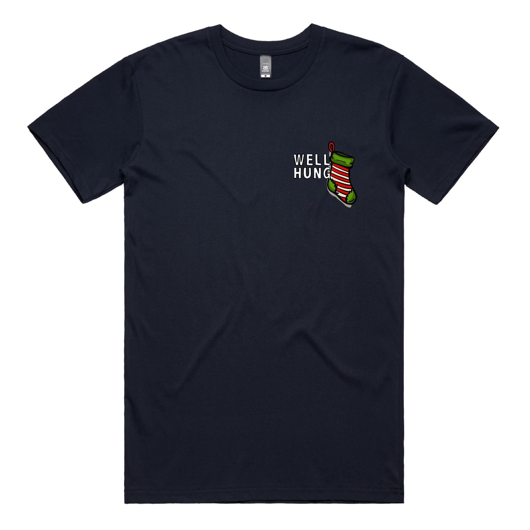 S / Navy / Small Front Design Well Hung 🧦🎄- Men's T Shirt