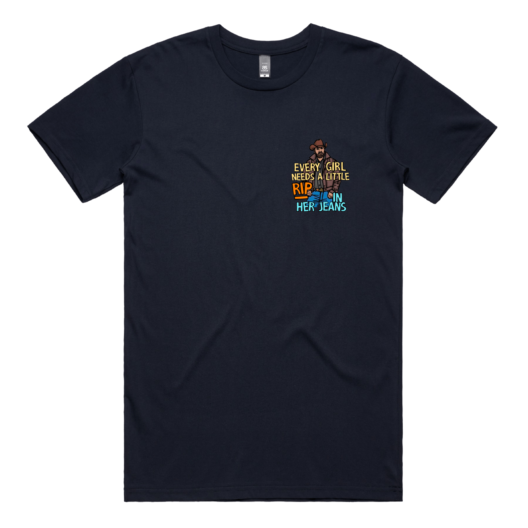 S / Navy / Small Front Design Yellowstone Rip 👖🤠 - Men's T Shirt