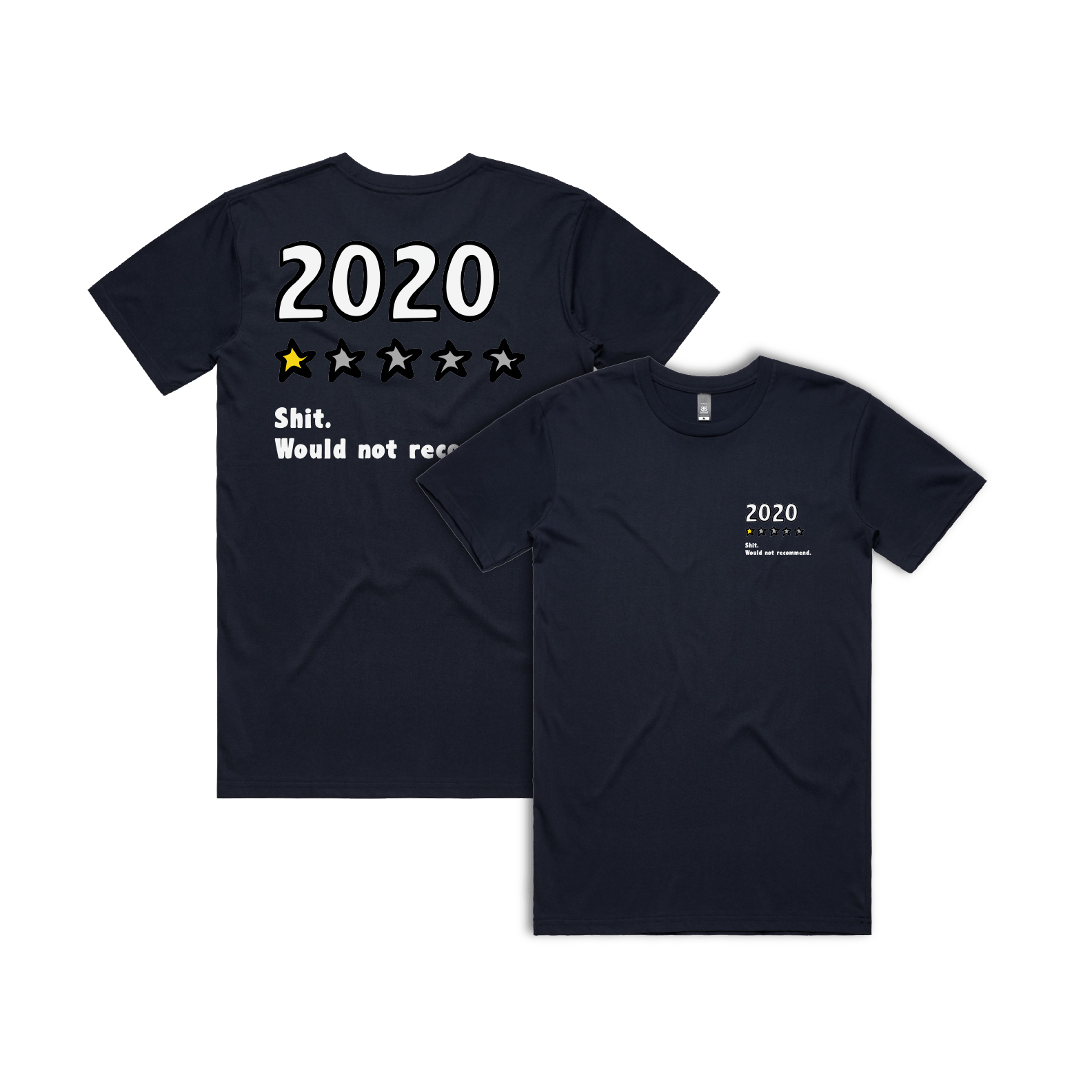 S / Navy / Small Front & Large Back Design 2020 Review ⭐ - Men's T Shirt