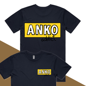 S / Navy / Small Front & Large Back Design ANKO Addict 💉 - Men's T Shirt