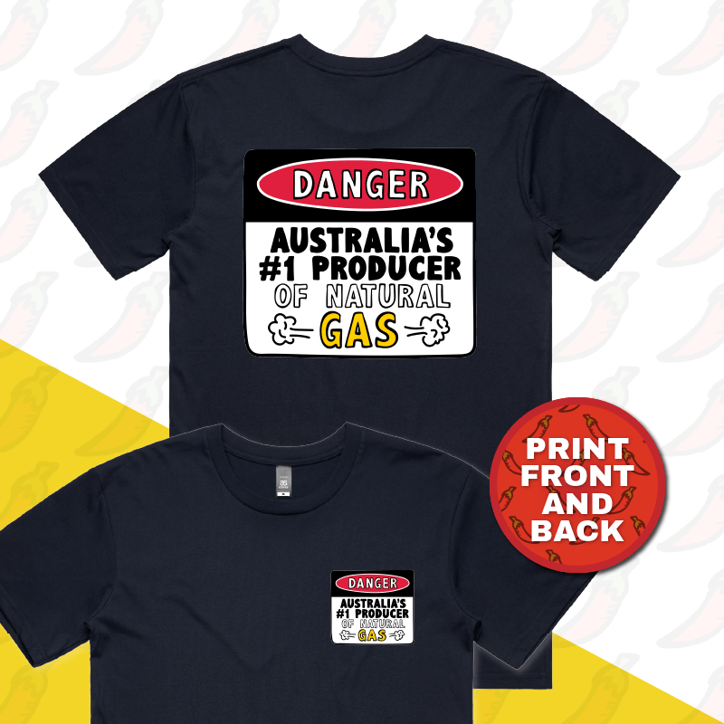 S / Navy / Small Front & Large Back Design Australian Gas Producer 💨 – Men's T Shirt