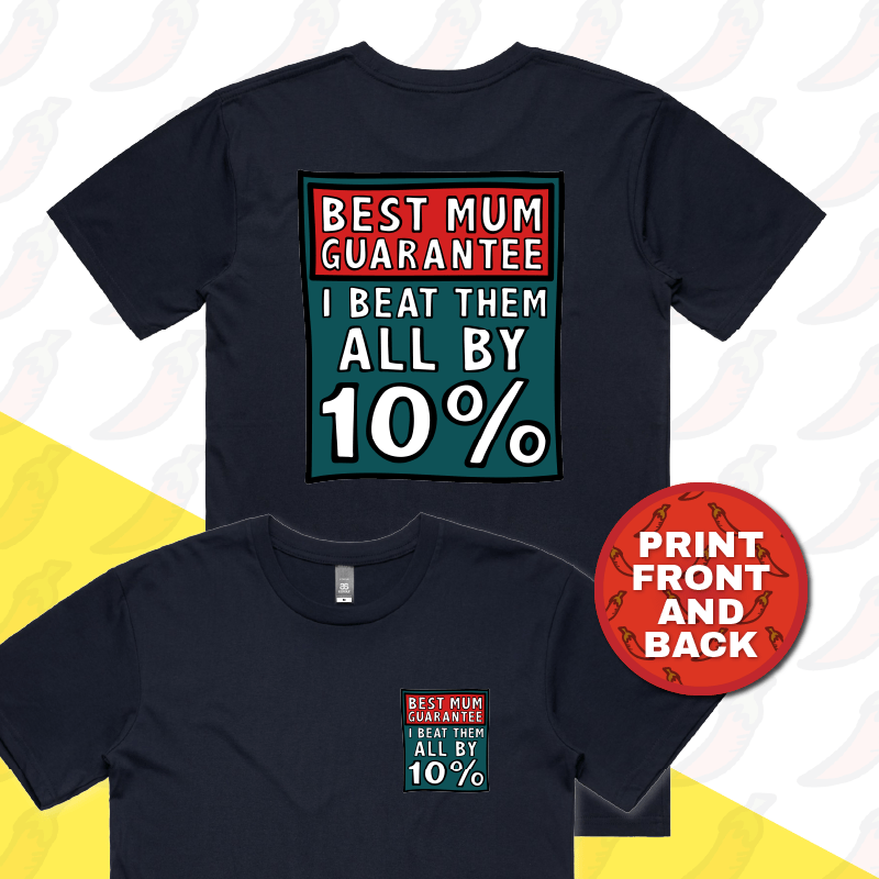 S / Navy / Small Front & Large Back Design Best Mum Guarantee 🔨 - Men's T Shirt