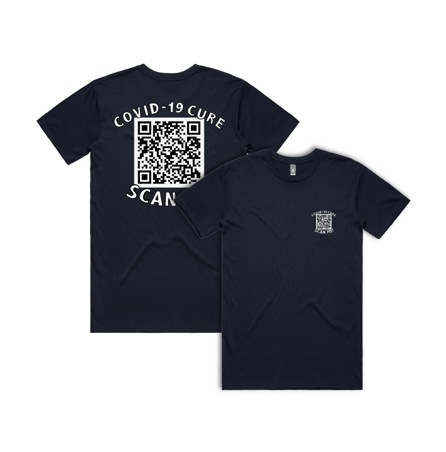 S / Navy / Small Front & Large Back Design Big Barry UNCENSORED QR Prank 🍆 - Men's T Shirt