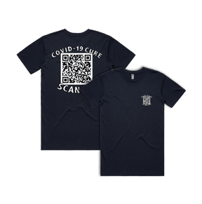 S / Navy / Small Front & Large Back Design Big Barry UNCENSORED QR Prank 🍆 - Men's T Shirt