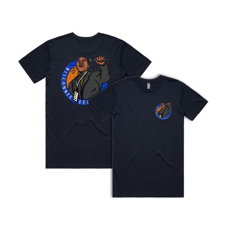 S / Navy / Small Front & Large Back Design Bitconnect 🎤 - Men's T Shirt