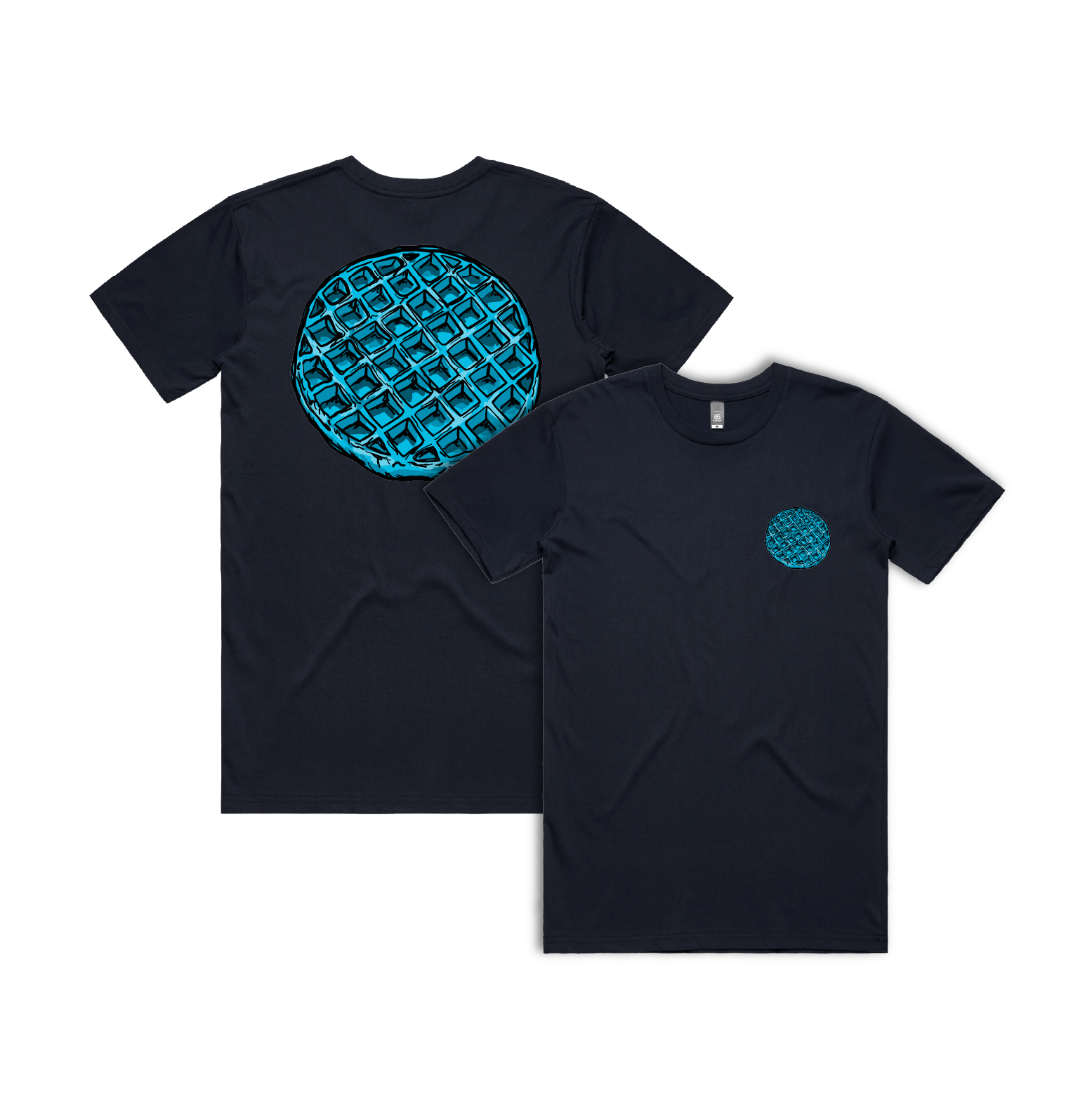 S / Navy / Small Front & Large Back Design Blue Waffle 🧇🤮 - Men's T Shirt