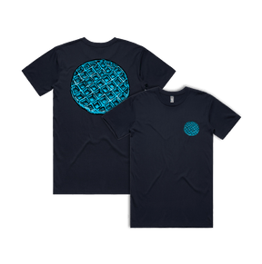 S / Navy / Small Front & Large Back Design Blue Waffle 🧇🤮 - Men's T Shirt