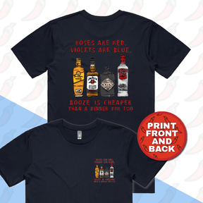 S / Navy / Small Front & Large Back Design Boozy Date Night 🍸 - Men's T Shirt