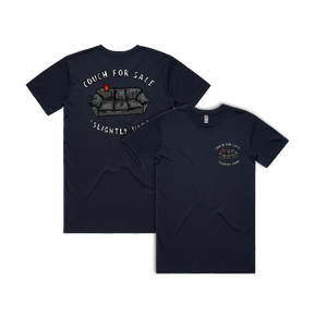 S / Navy / Small Front & Large Back Design Casting Couch 📹 - Men's T Shirt