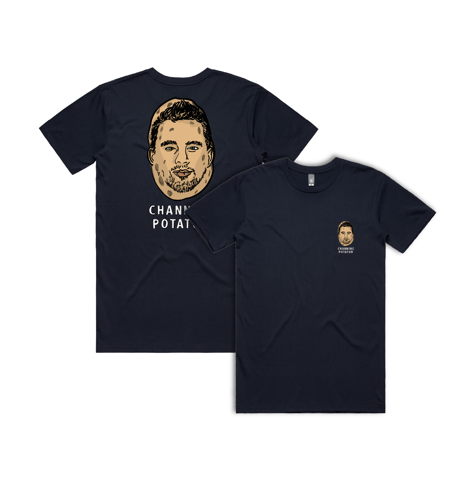 S / Navy / Small Front & Large Back Design Channing Potatum 🥔 - Men's T Shirt