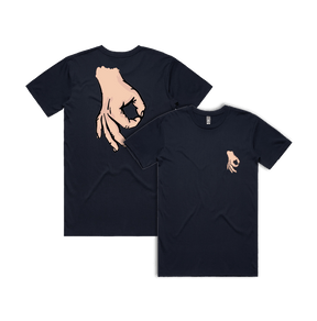 S / Navy / Small Front & Large Back Design Circle Game 👊 - Men's T Shirt