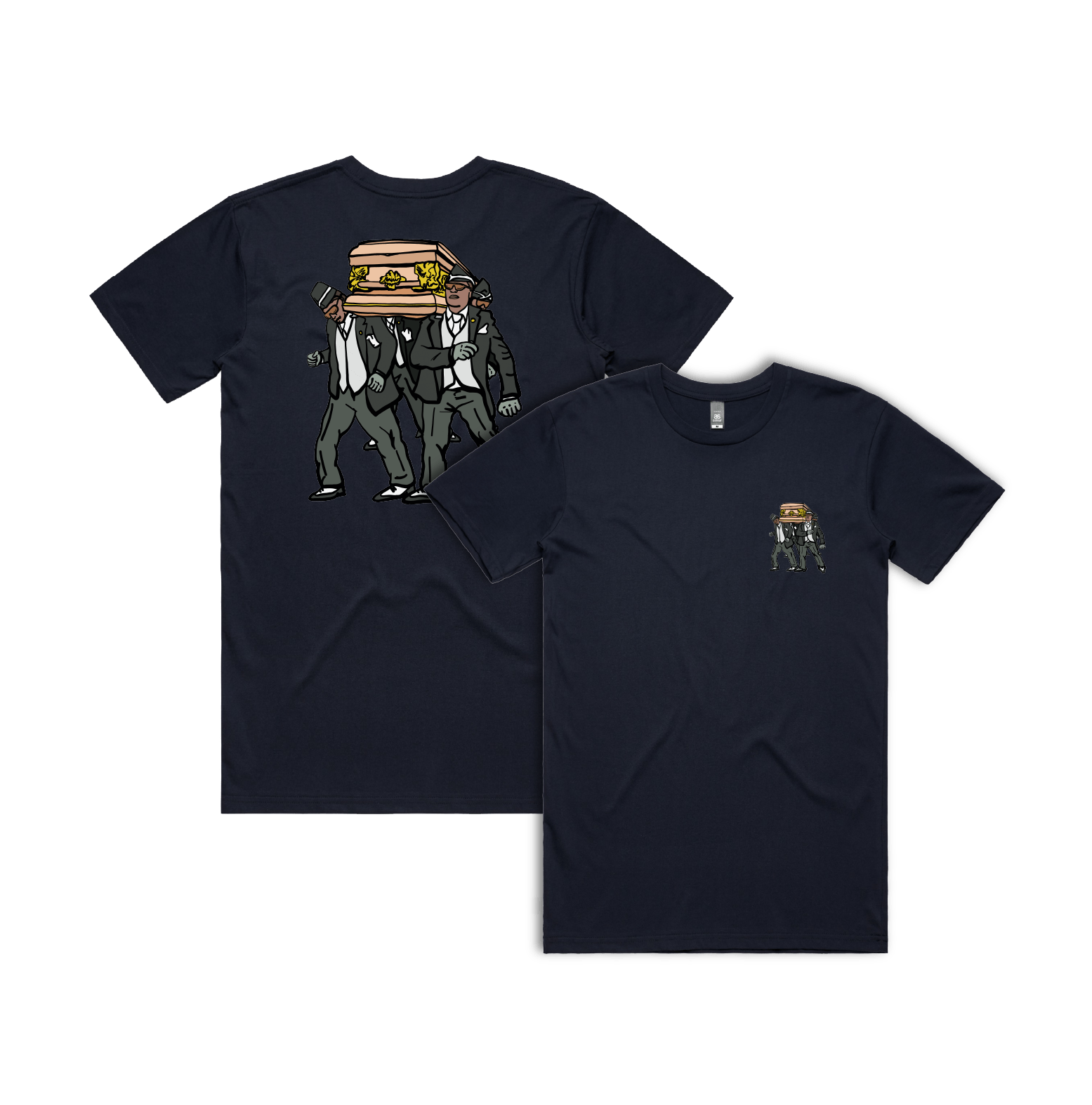 S / Navy / Small Front & Large Back Design Coffin Dance ⚰️ - Men's T Shirt