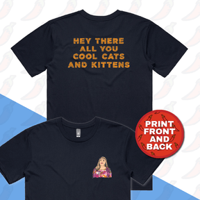 S / Navy / Small Front & Large Back Design Cool Cats & Kittens 😸 - Men's T Shirt