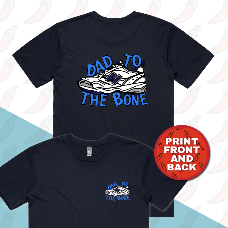S / Navy / Small Front & Large Back Design Dad To The Bone 👟 – Men's T Shirt