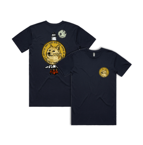 S / Navy / Small Front & Large Back Design Dogecoin 🚀 - Men's T Shirt