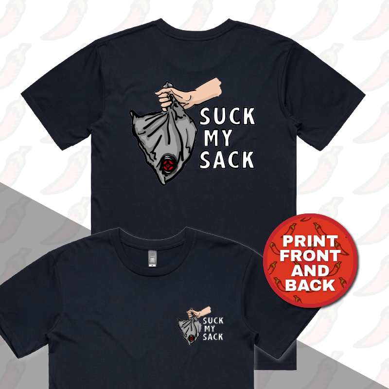 S / Navy / Small Front & Large Back Design Goon Sack 🍷 - Men's T Shirt