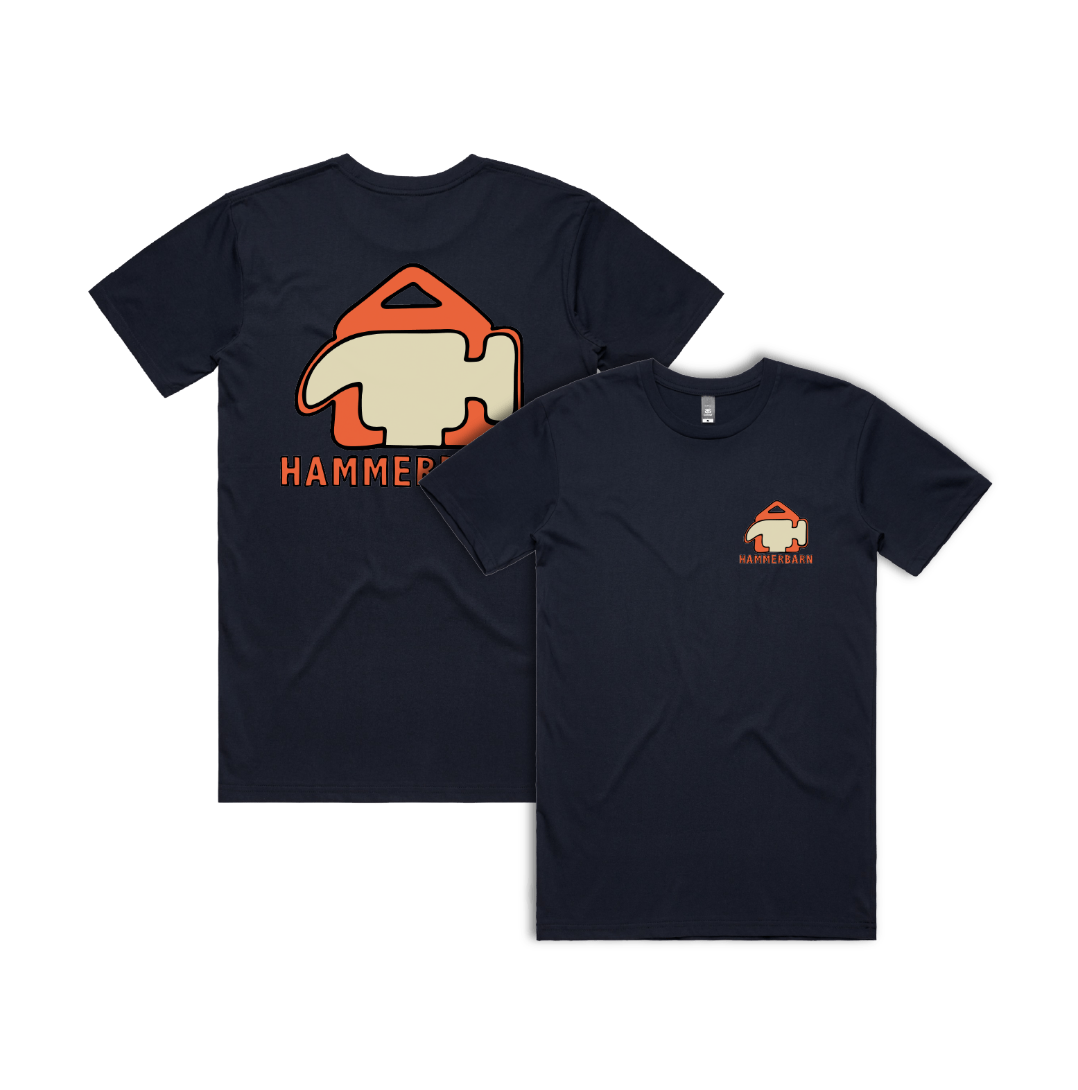S / Navy / Small Front & Large Back Design Hammerbarn 🔨 - Men's T Shirt