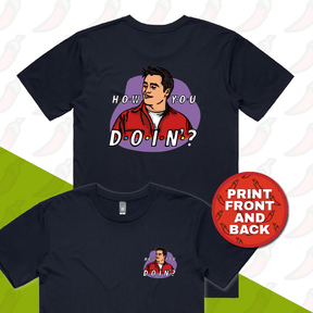 S / Navy / Small Front & Large Back Design HOW YOU DOIN? 😏- Men's T Shirt