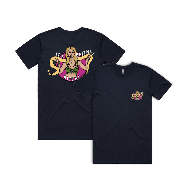 S / Navy / Small Front & Large Back Design It's Britney 🐍 - Men's T Shirt
