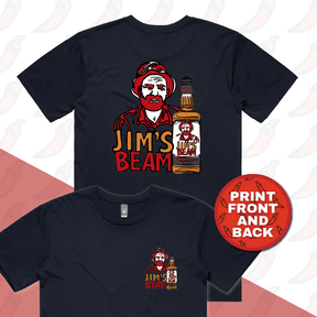 S / Navy / Small Front & Large Back Design Jim’s Beam 🥃👍 – Men's T Shirt