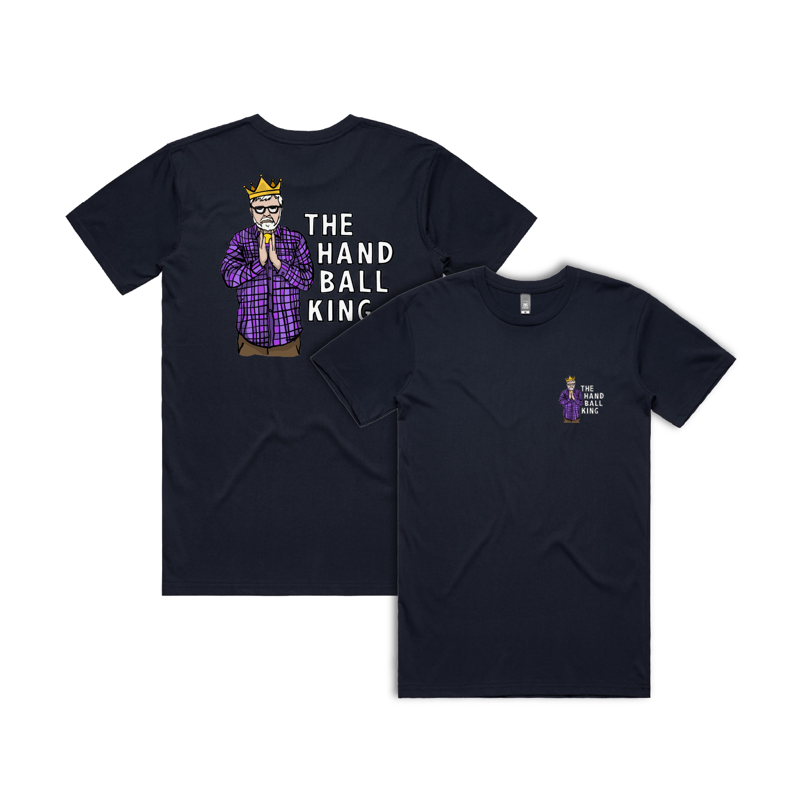 S / Navy / Small Front & Large Back Design K Rudd Handball King 👑 - Men's T Shirt