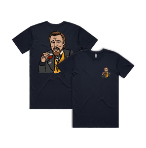 S / Navy / Small Front & Large Back Design Laughing Leo 🍷 - Men's T Shirt
