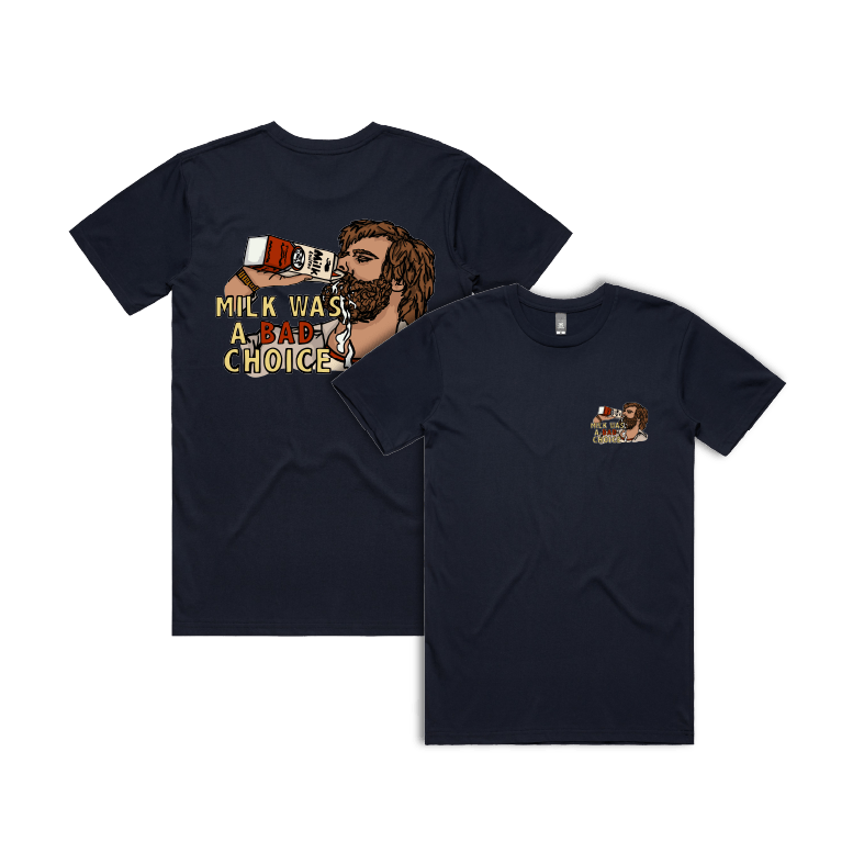 S / Navy / Small Front & Large Back Design Milk Was A Bad Choice 🥛 - Men's T Shirt