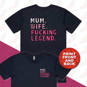 S / Navy / Small Front & Large Back Design Mum. Wife. Legend 🏅 - Men's T Shirt