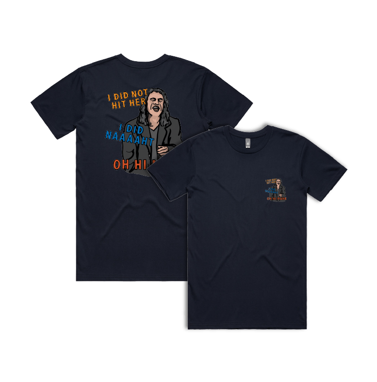 S / Navy / Small Front & Large Back Design Oh Hi Mark 👋🏻 - Men's T Shirt
