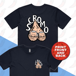 S / Navy / Small Front & Large Back Design Scromo 🥜🥜  – Men's T Shirt