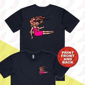 S / Navy / Small Front & Large Back Design Shrimp on a Barbie 👜 - Men's T Shirt