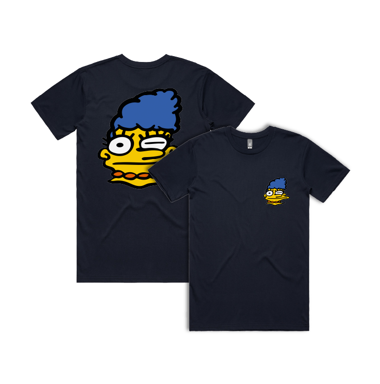 S / Navy / Small Front & Large Back Design Smeared Marge 👕 - Men's T Shirt