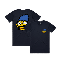 S / Navy / Small Front & Large Back Design Smeared Marge 👕 - Men's T Shirt