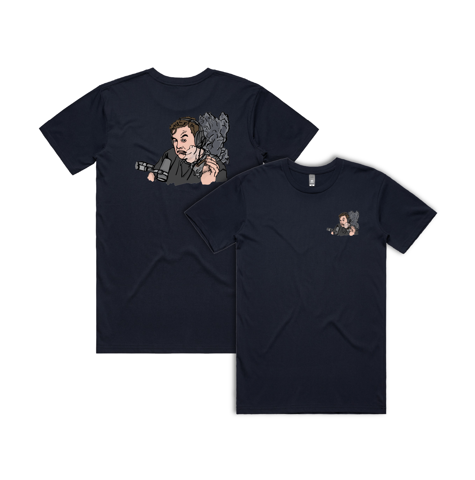 S / Navy / Small Front & Large Back Design Smokin' Elon 💨 - Men's T Shirt